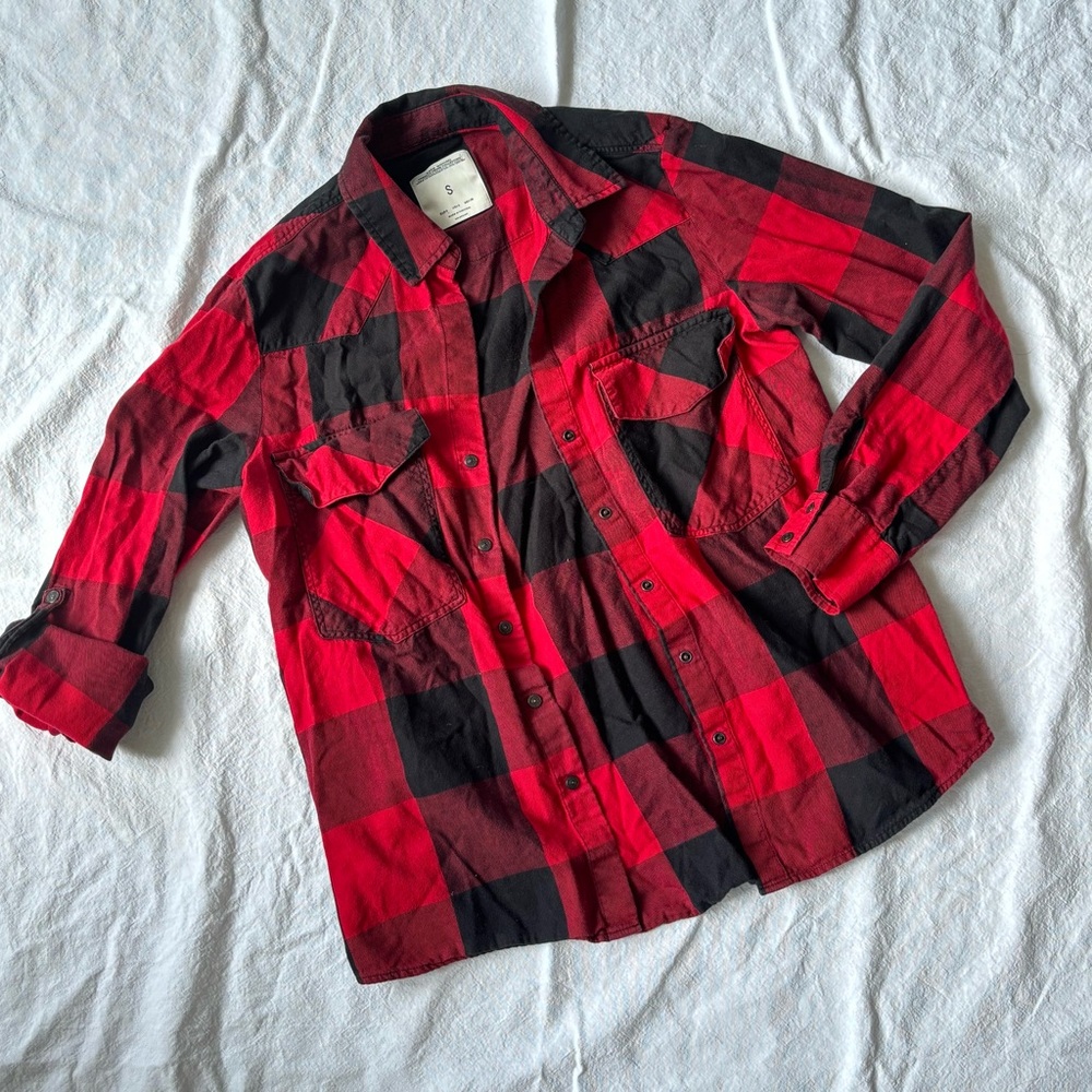 Zara Red and Black Checkered Shirt